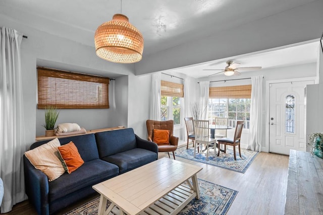 376163 Swift Ave, San Diego, CA 92104 - living room with wood finished floors and ceiling fan