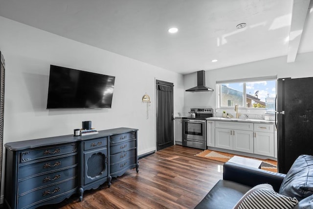 376163 Swift Ave, San Diego, CA 92104 - living area with dark wood-type flooring, recessed lighting, and baseboards