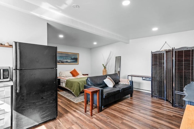 376163 Swift Ave, San Diego, CA 92104 - living room with wood finished floors, recessed lighting, and beamed ceiling