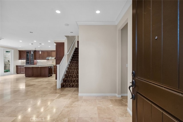 21 Deergrass, Irvine, CA 92618 - entryway featuring recessed lighting, baseboards, and stairs