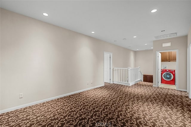 21 Deergrass, Irvine, CA 92618 - empty room with washer / clothes dryer, recessed lighting, carpet, and baseboards