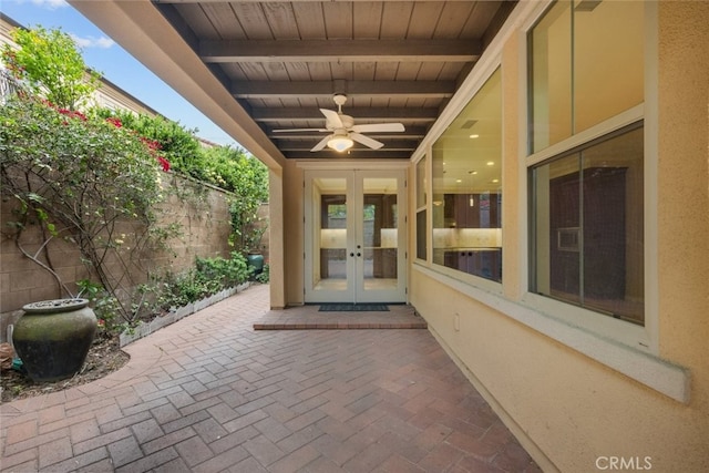 21 Deergrass, Irvine, CA 92618 - view of patio featuring french doors and ceiling fan