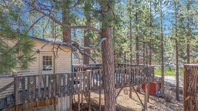view of yard with a deck