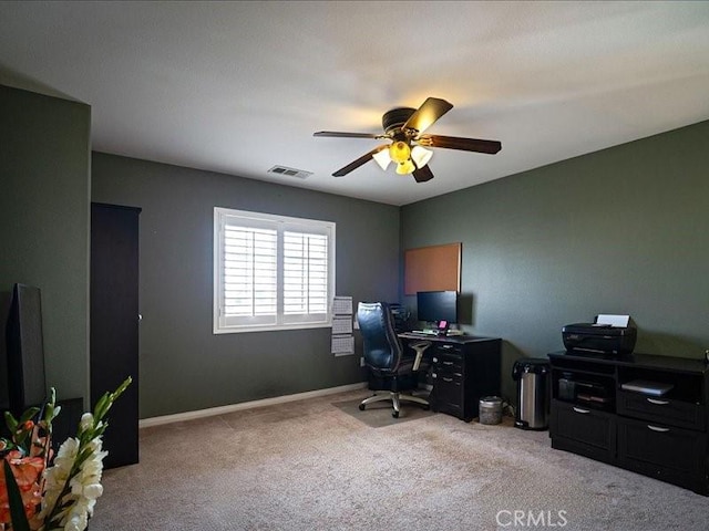 37192 Amateur Way, Beaumont, CA 92223 - office featuring carpet floors, visible vents, baseboards, and ceiling fan