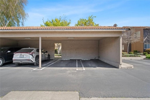 view of covered parking lot