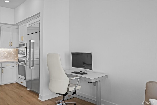 3713 Rivington, Irvine, CA 92612 - office with light wood-style floors, baseboards, and recessed lighting