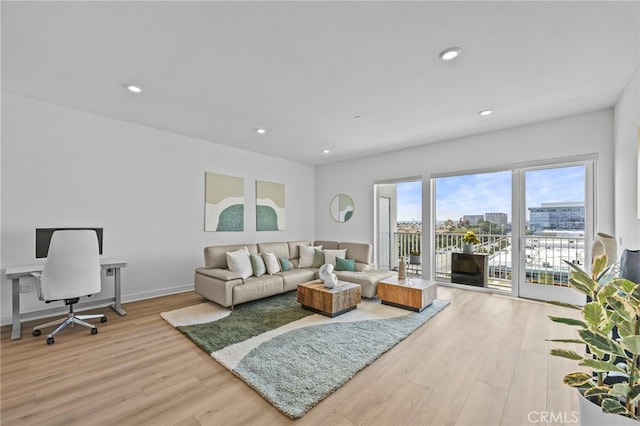 3713 Rivington, Irvine, CA 92612 - living room featuring recessed lighting and wood finished floors