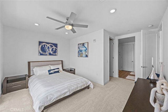 3713 Rivington, Irvine, CA 92612 - carpeted bedroom featuring baseboards, recessed lighting, and a ceiling fan