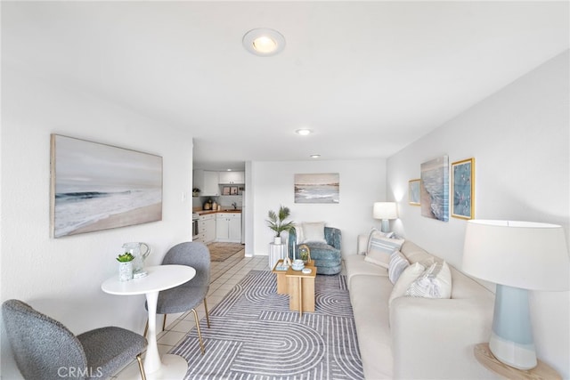 1056 Glenneyre St, Laguna Beach, CA 92651 - living area featuring light tile patterned flooring and recessed lighting