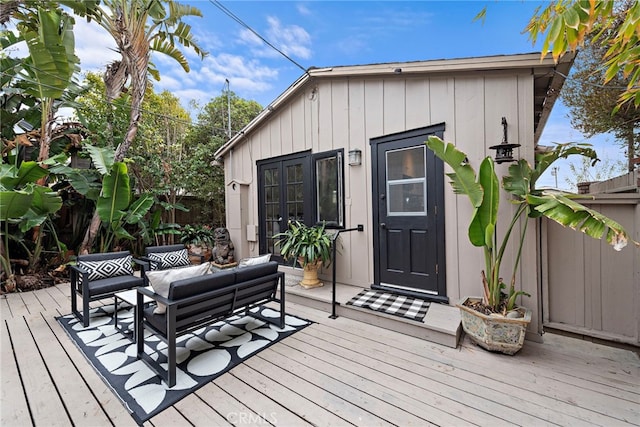 1056 Glenneyre St, Laguna Beach, CA 92651 - wooden terrace featuring an outdoor living space