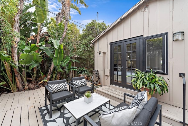 1056 Glenneyre St, Laguna Beach, CA 92651 - deck featuring french doors and an outdoor living space