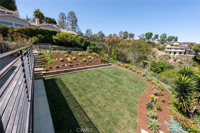 view of yard featuring fence