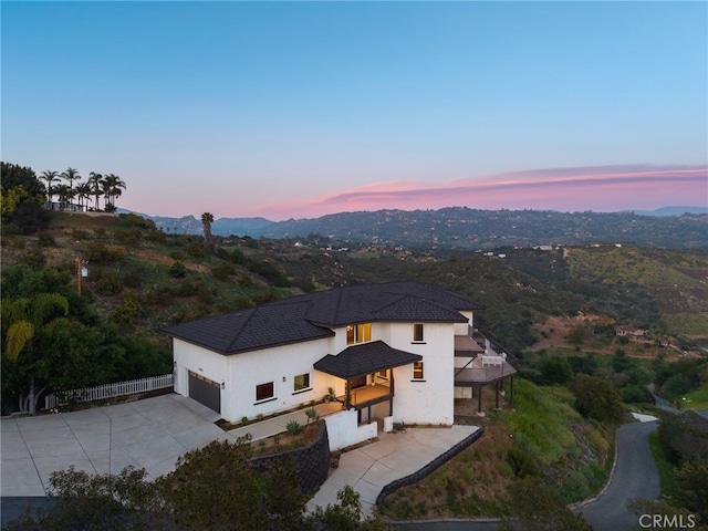 4385 Rainbow Vista Dr, Fallbrook, CA 92028 - aerial view at dusk of a mountain view