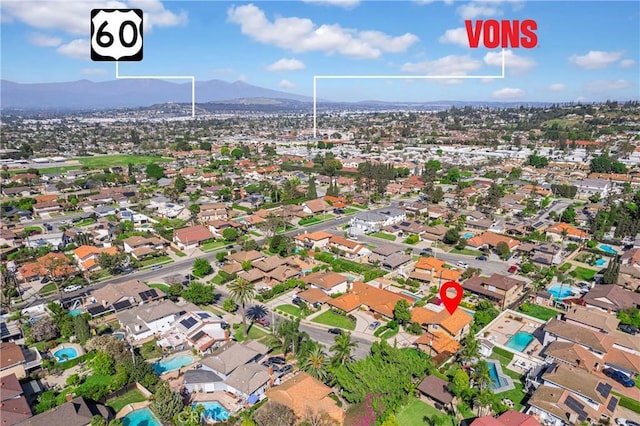 2530 Glenstone Ave, Hacienda Heights, CA 91745 - aerial view of property's location featuring mountains and nearby suburban area