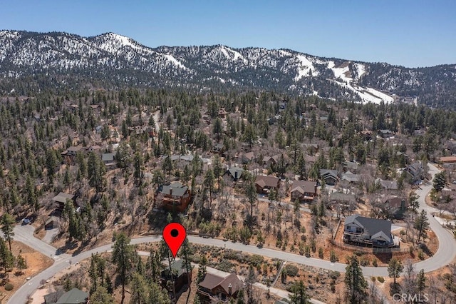 birds eye view of property with a mountain view
