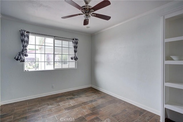8920 Arcade Rd, Atascadero, CA 93422 - unfurnished room with ornamental molding, wood finished floors, and a ceiling fan