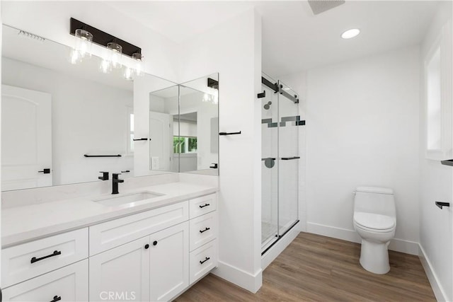 6130 Myrtle Ave, Long Beach, CA 90805 - bathroom featuring vanity, a shower stall, toilet, and visible vents