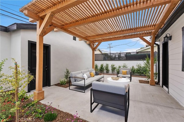 6130 Myrtle Ave, Long Beach, CA 90805 - view of patio / terrace with fence, a pergola, and outdoor lounge area