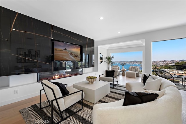 309 Carnation Ave Unit 4, Corona Del Mar, CA 92625 - living room featuring wood finished floors and recessed lighting