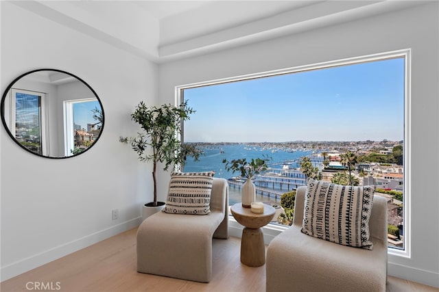 309 Carnation Ave Unit 4, Corona Del Mar, CA 92625 - living area featuring wood finished floors and a water view