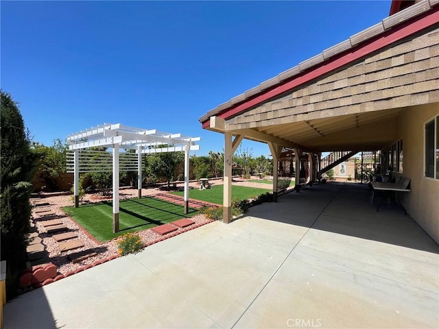 view of patio / terrace featuring a pergola