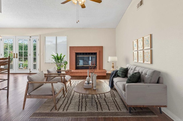 688 Via Encantada, Chula Vista, CA 91913 - living room featuring ceiling fan, a textured ceiling, wood finished floors, and baseboards