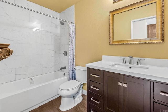 688 Via Encantada, Chula Vista, CA 91913 - full bathroom featuring vanity, toilet, shower / bath combo, and wood finished floors