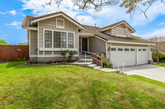 688 Via Encantada, Chula Vista, CA 91913 - ranch-style house with concrete driveway, a tile roof, and an attached garage