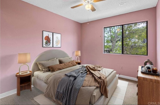 688 Via Encantada, Chula Vista, CA 91913 - bedroom with baseboards, carpet floors, a textured ceiling, and ceiling fan