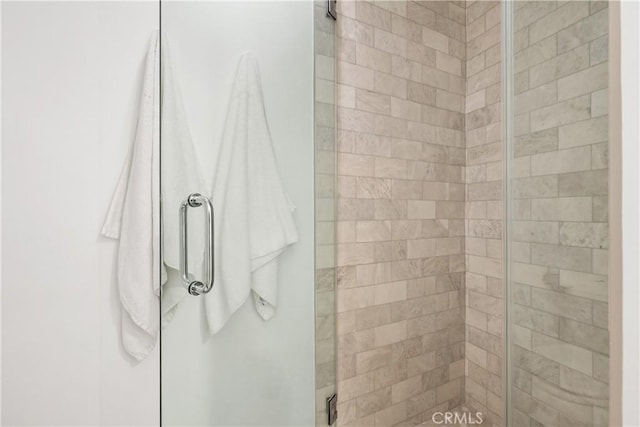 bathroom with a shower stall