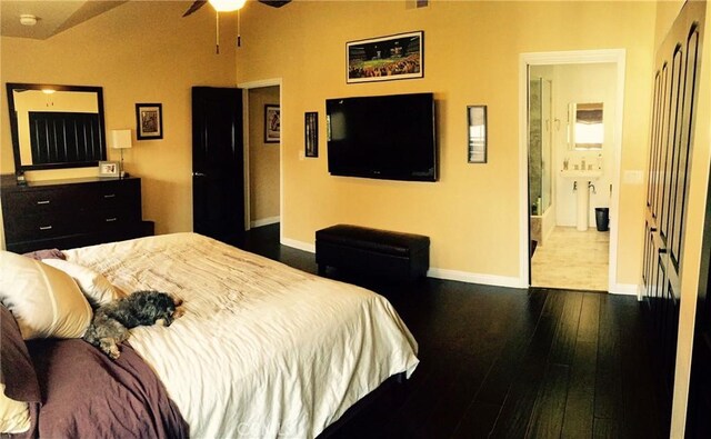 1904 Carnegie Ln Unit 2, Redondo Beach, CA 90278 - bedroom with baseboards, ensuite bathroom, visible vents, and dark wood-type flooring