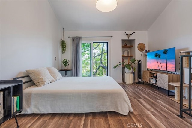 1600 Redondo Ave Unit 4, Long Beach, CA 90804 - bedroom featuring access to outside, wood finished floors, and vaulted ceiling