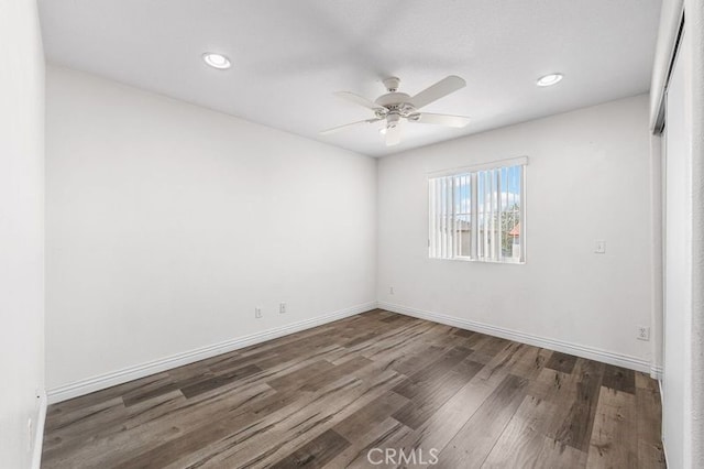 2613 Lincoln Ln, Palmdale, CA 93551 - spare room featuring recessed lighting, wood finished floors, baseboards, and ceiling fan