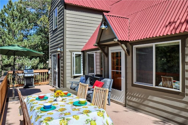 deck with a grill