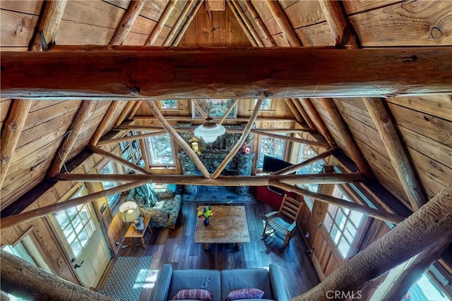 view of unfinished attic
