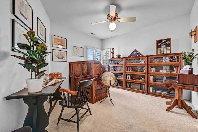 4981 Lamia Way, Oceanside, CA 92056 - sitting room with carpet, ceiling fan, and an office area