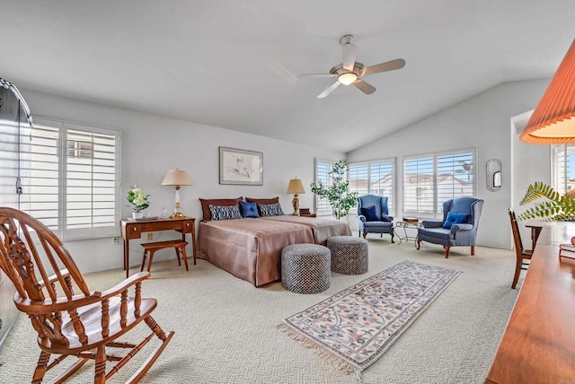 4981 Lamia Way, Oceanside, CA 92056 - carpeted bedroom featuring vaulted ceiling and a ceiling fan