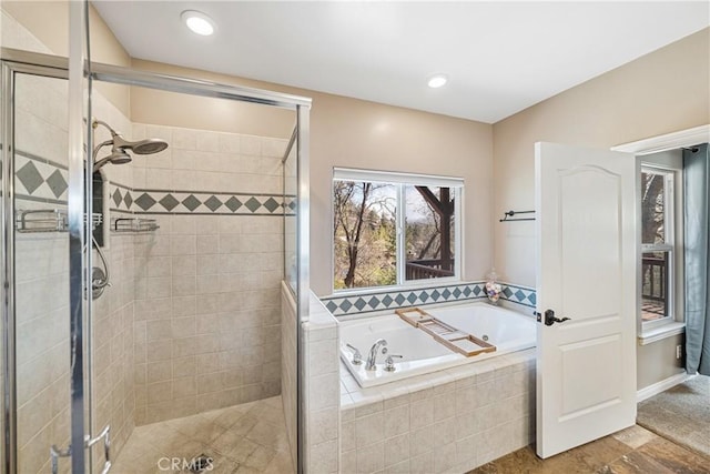28136 N Bay Rd, Lake Arrowhead, CA 92352 - full bathroom featuring a bath and a stall shower