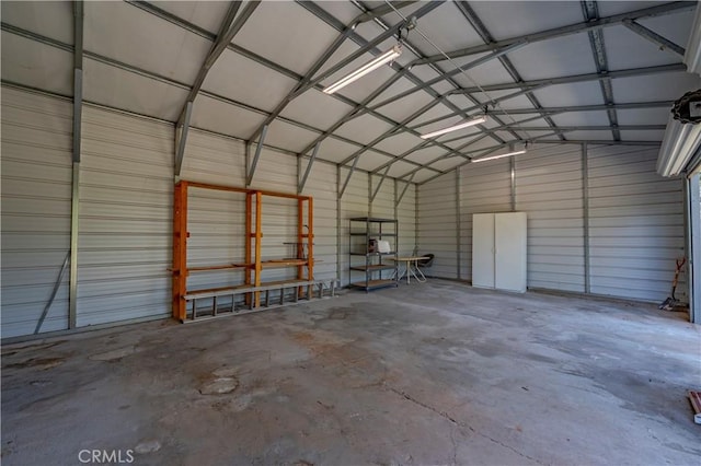 garage with metal wall