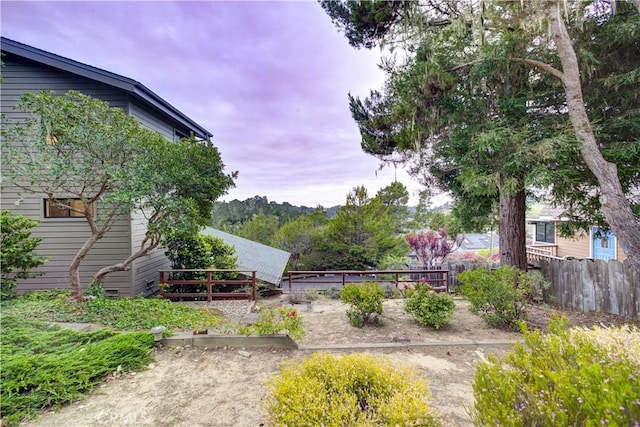 view of yard with fence