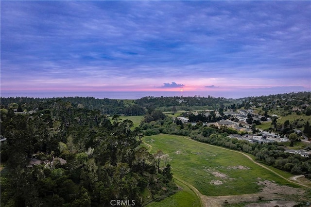 view of aerial view at dusk