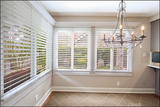 23962 Lanteen Cir, Laguna Niguel, CA 92677 - unfurnished dining area featuring baseboards and a chandelier