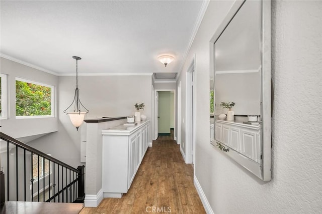 4805 Via Amante, Yorba Linda, CA 92886 - hall featuring an upstairs landing, light wood-style floors, and crown molding