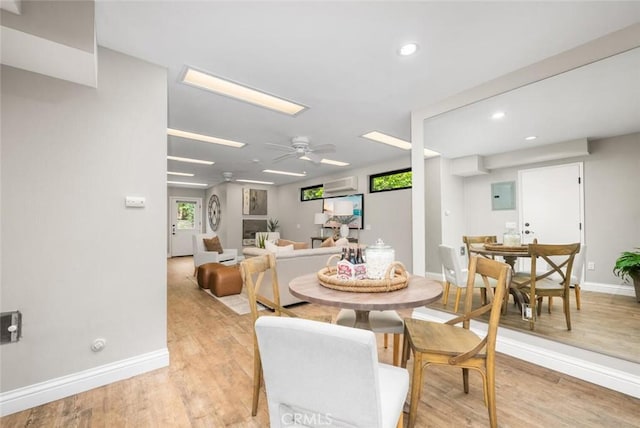 4805 Via Amante, Yorba Linda, CA 92886 - dining room with ceiling fan, light wood-type flooring, recessed lighting, and electric panel
