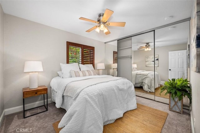4805 Via Amante, Yorba Linda, CA 92886 - bedroom with carpet floors, a closet, baseboards, and a ceiling fan