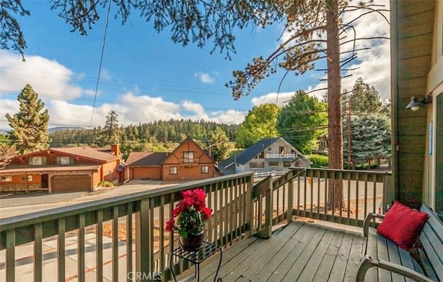 deck with a residential view