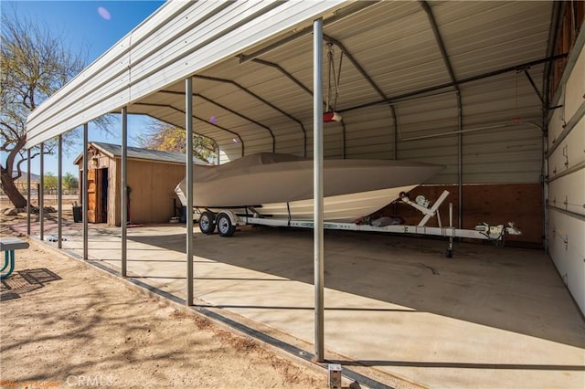 73950 22nd Ave, Desert Hot Springs, CA 92241 - view of parking / parking lot featuring a storage shed and a carport