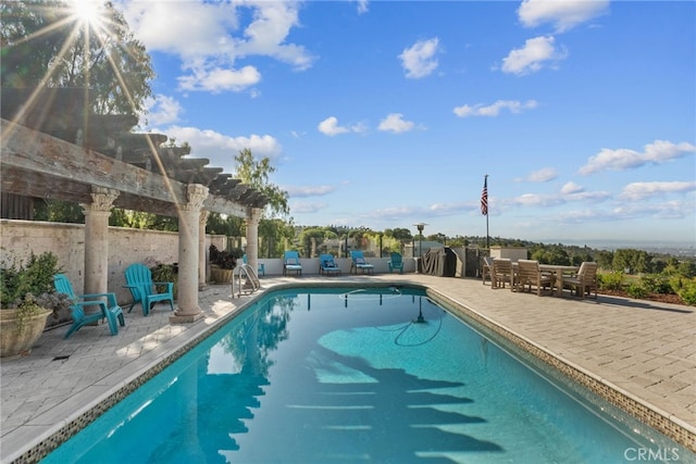 27361 Rainbow Ridge Rd, Palos Verdes Peninsula, CA 90274 - view of pool featuring a pergola, a patio area, and outdoor dining space