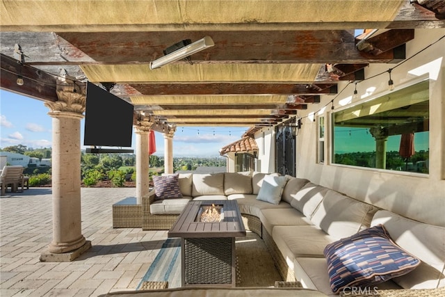 27361 Rainbow Ridge Rd, Palos Verdes Peninsula, CA 90274 - view of patio / terrace featuring an outdoor living space with a fire pit