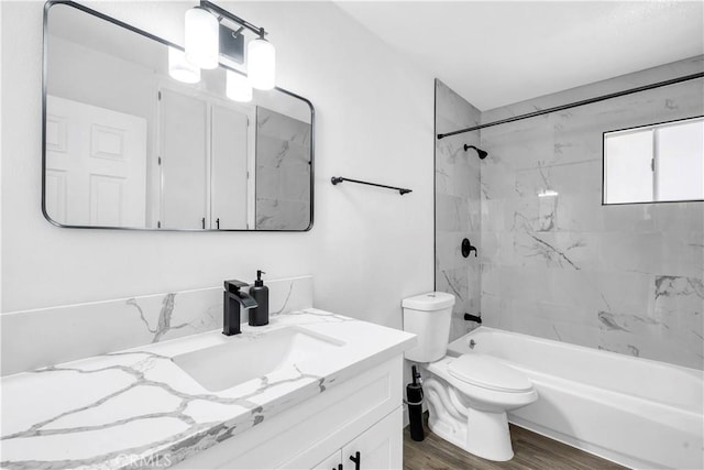 9213 Jacaranda Ave, California City, CA 93505 - bathroom with vanity, wood finished floors, and shower / tub combination